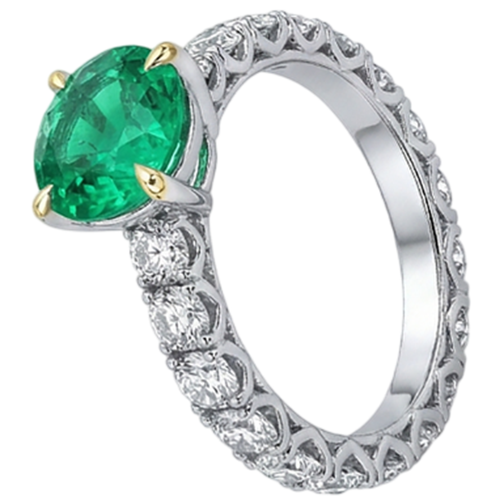 Authentischer Kolumbianischer Smaragd Farbstein-Ring – Schrägansicht