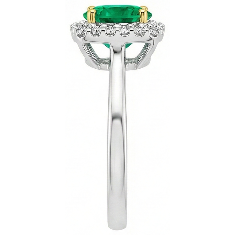 Kolumbianischer Smaragd Brillantschliff Edelstein-Ring in Bicolor 14K Gold – Profilansicht