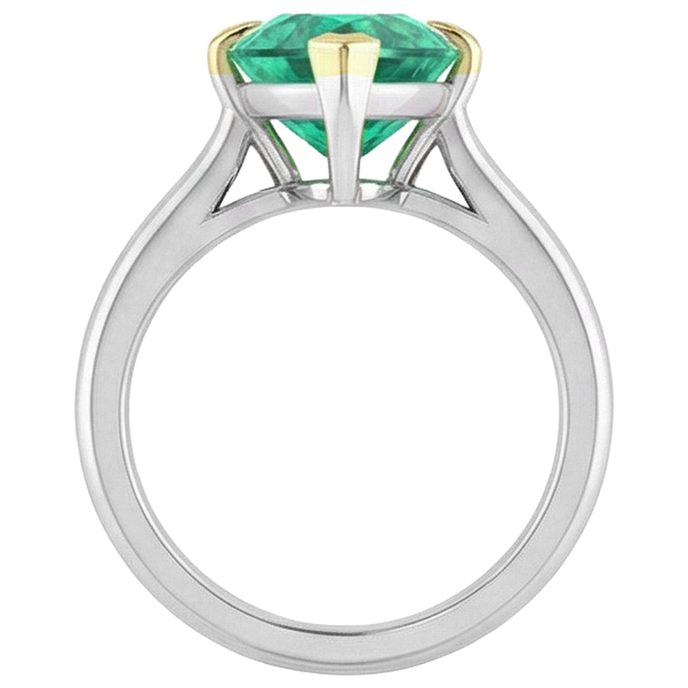 Edler Smaragd Marquise-Schliff Schmuckstein-Ring in 14 Karat Zweifarbig Gold – Draufsicht