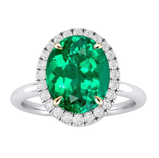 Smaragd Farbstein-Ring 3,50-Karat Bicolor 14K Gold – Hauptansicht