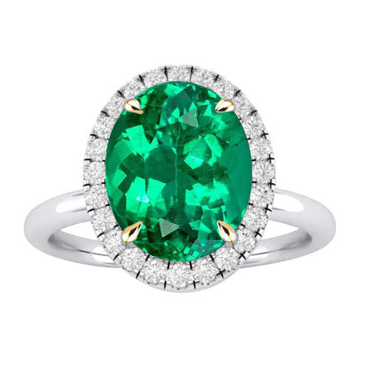 Smaragd Farbstein-Ring 3,50-Karat Bicolor 14K Gold – Hauptansicht