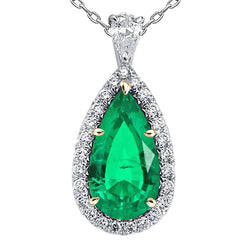 Smaragd Stein-Halskette – GIA-Geprüft 6 Karat Zweifarbiges 14K