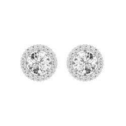 Sparkling Runden Cut 3,90 Karat Echt Diamant Damen Ohrstecker Halo Ohrringe