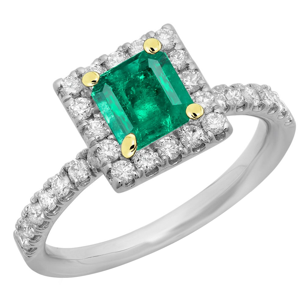 Naturreiner Edler Smaragd Farbstein-Ring 3 Karat 14 Karat Zweifarbig Gold – Hauptansicht