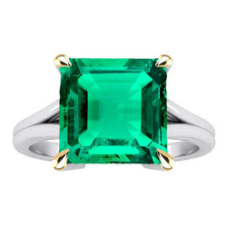 Smaragd-Schliff Smaragd Schmuckstein-Ring in Zweifarbiges 14K