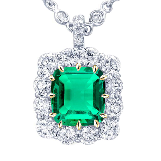 Edelstein-Anhänger Zweifarbiges 14K Gold mit Edler Smaragd – Hauptansicht