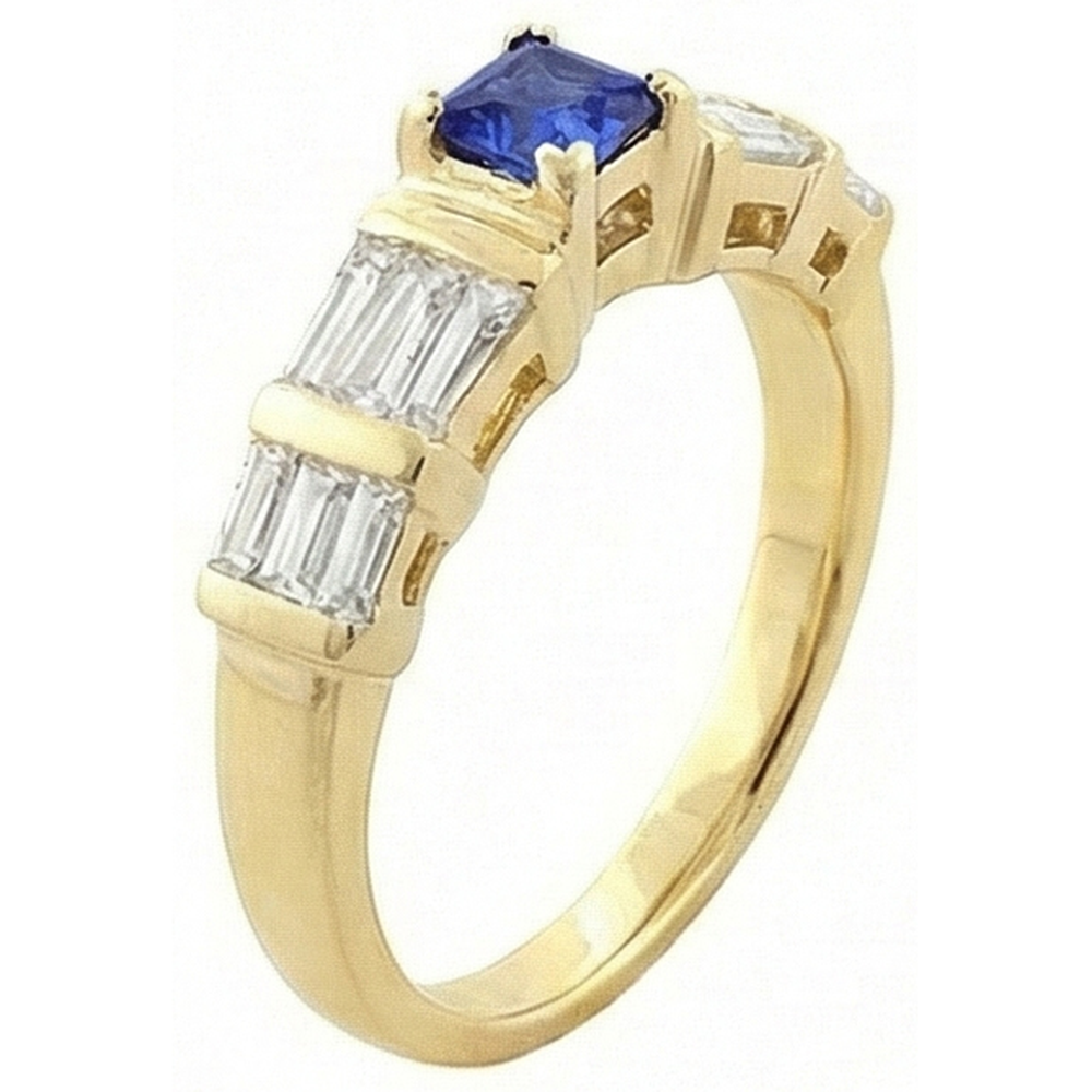 Sri Lanka Blauer Saphir 2,51 Karat Ring Gelbgold 14K