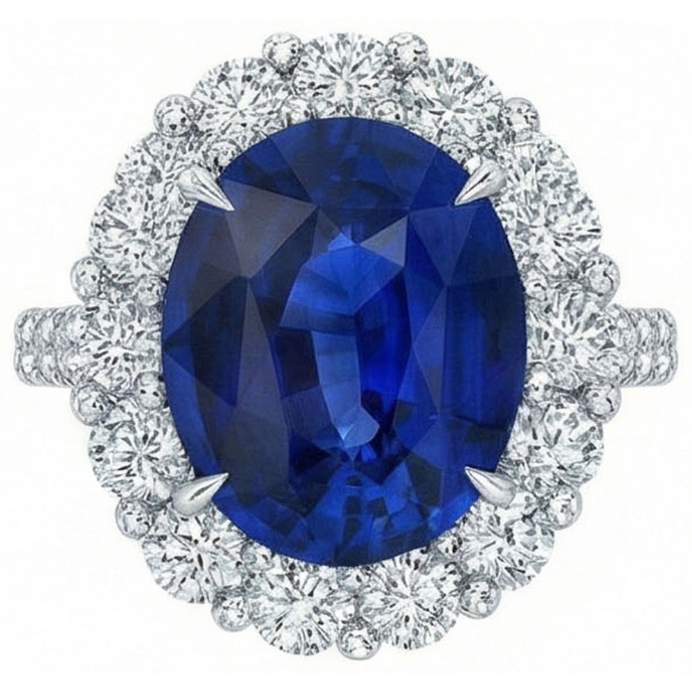 echter oval diamant 4.50Karat ring Seitenansicht