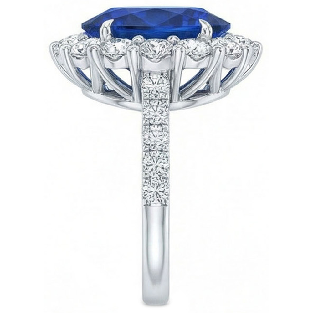 echter oval diamant 4.50Karat ring Profilansicht
