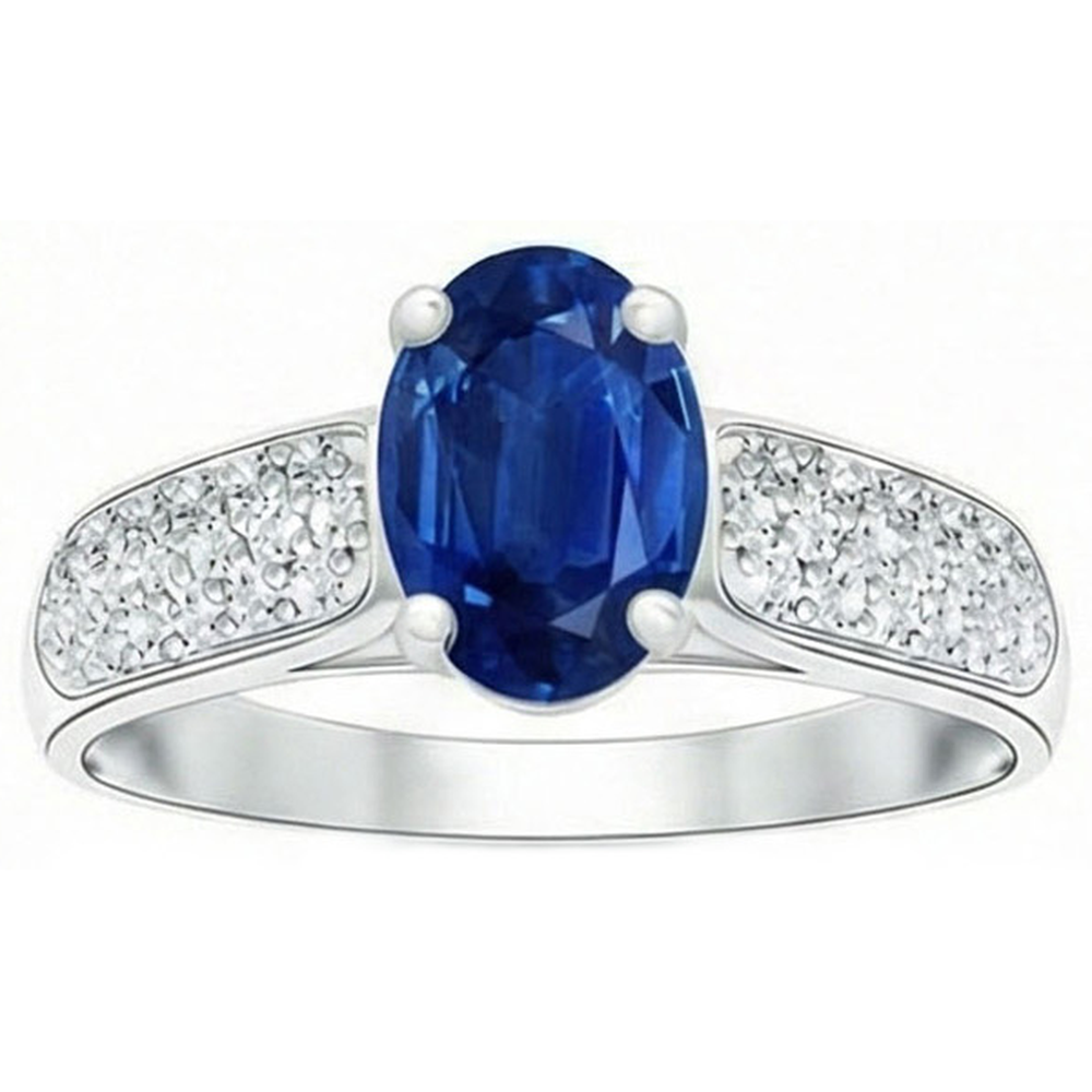 echter oval saphir 4.40Karat ring Seitenansicht