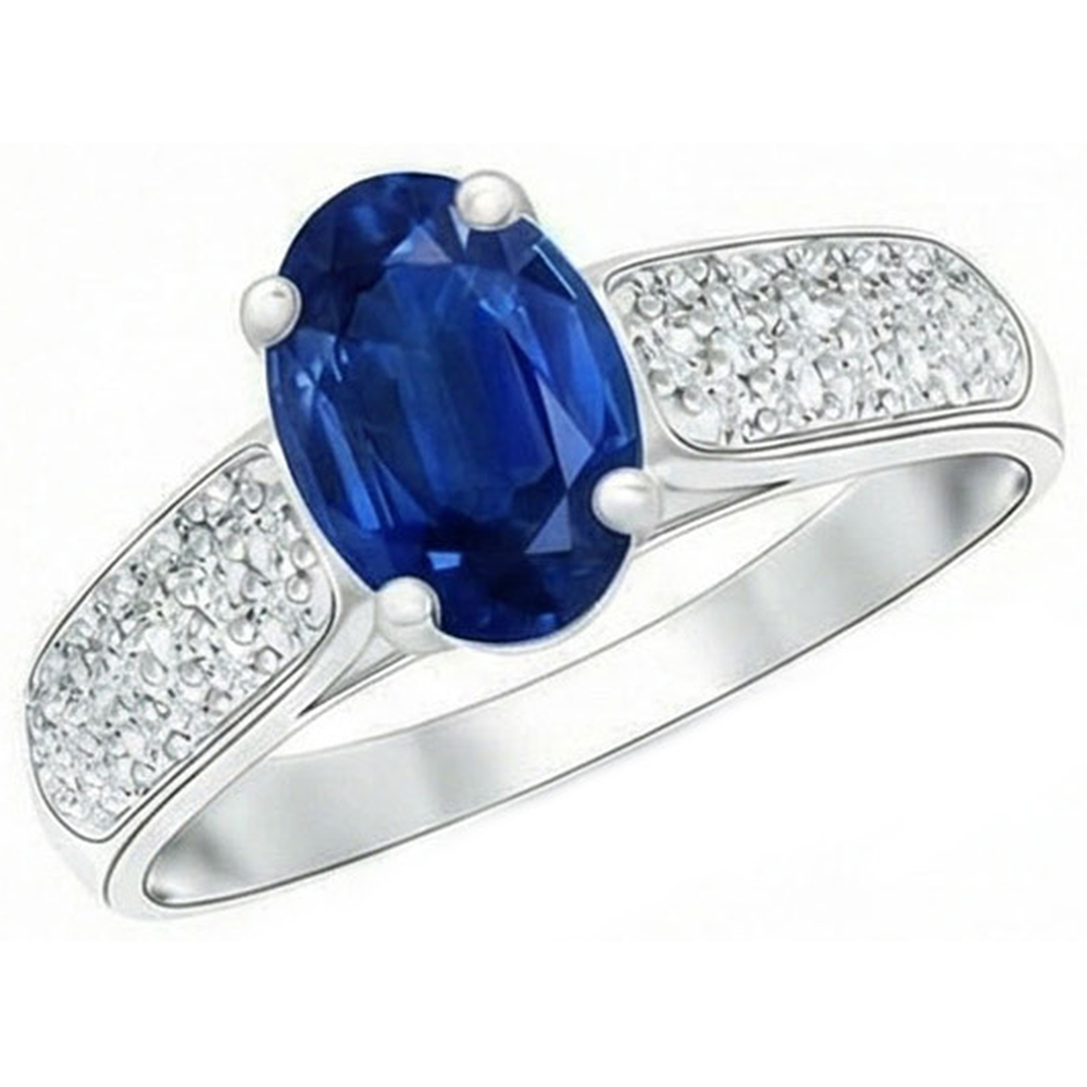 echter oval saphir 4.40Karat ring Vorderansicht