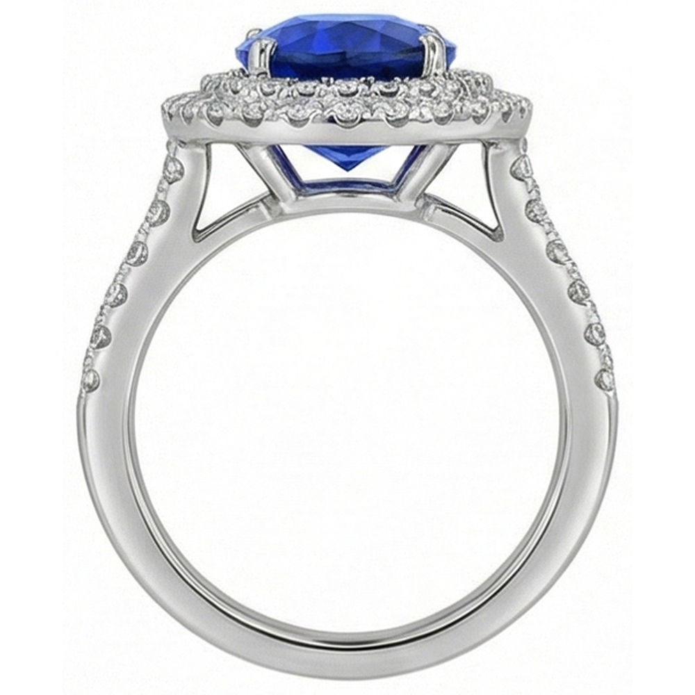 echter oval diamant 2Karat ring Profilansicht