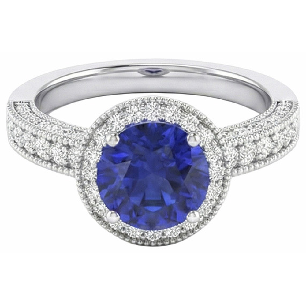 echter round diamant 3.05Karat ring Seitenansicht