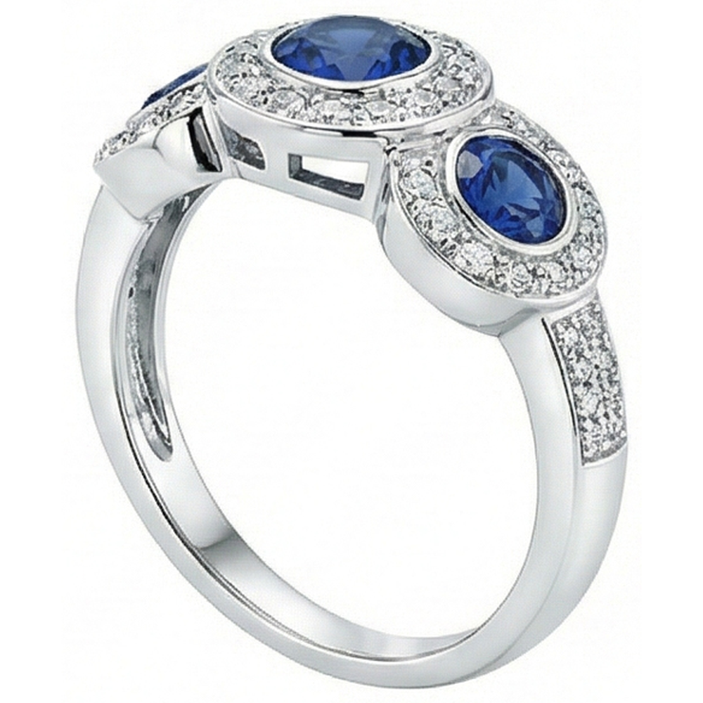 Sri Lanka Saphir Diamanten 4.51 Kt Ring Gold 3-Stein-Stil