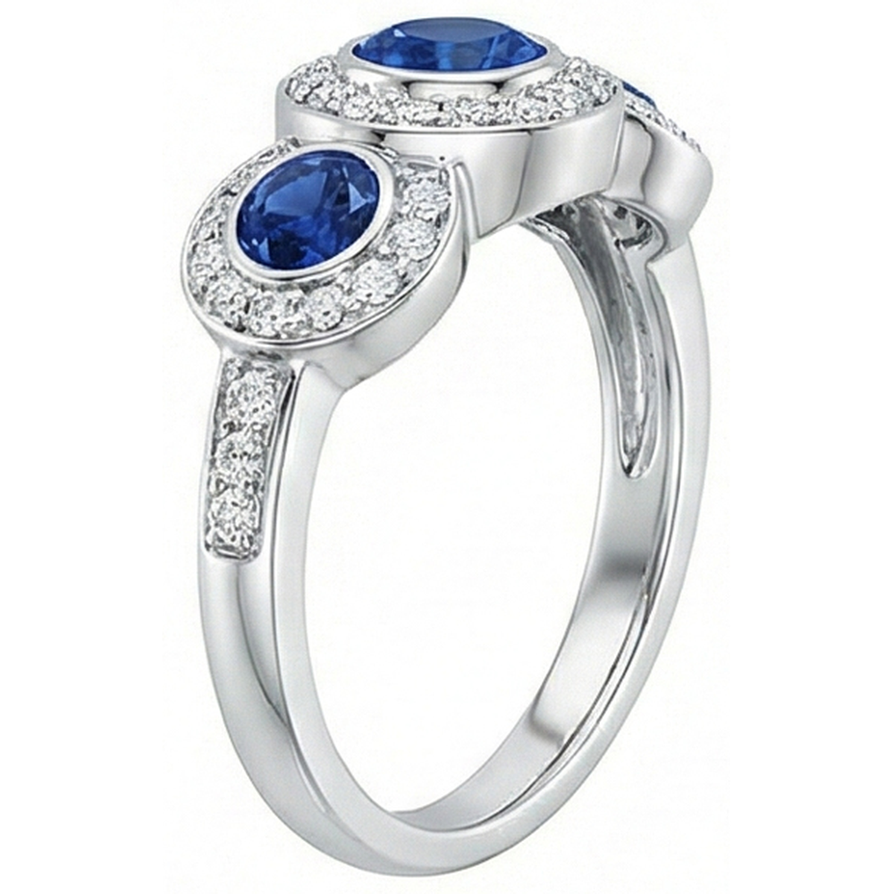 Sri Lanka Saphir Diamanten 4.51 Kt Ring Gold 3-Stein-Stil