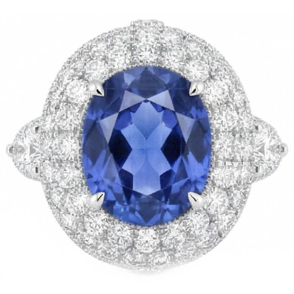 echter oval diamant 6Karat ring Vorderansicht