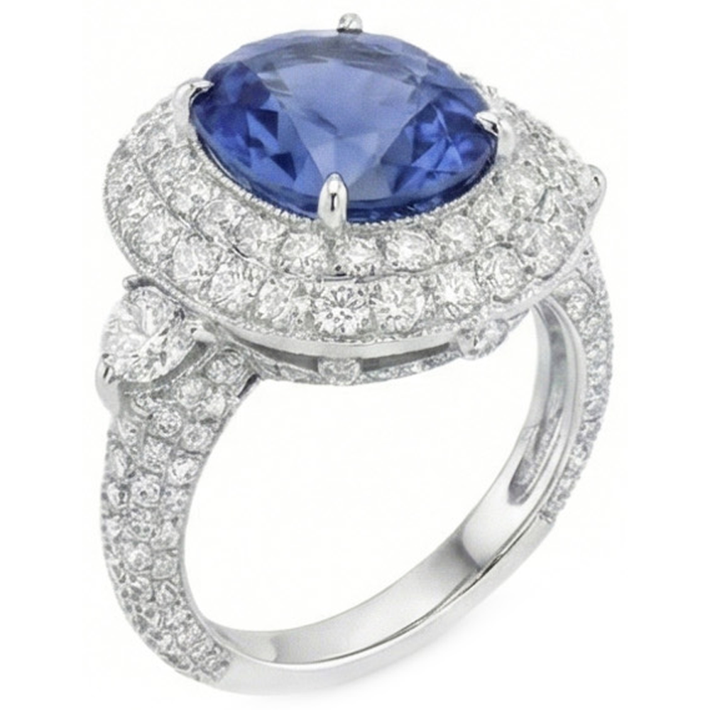 echter oval diamant 6Karat ring Seitenansicht