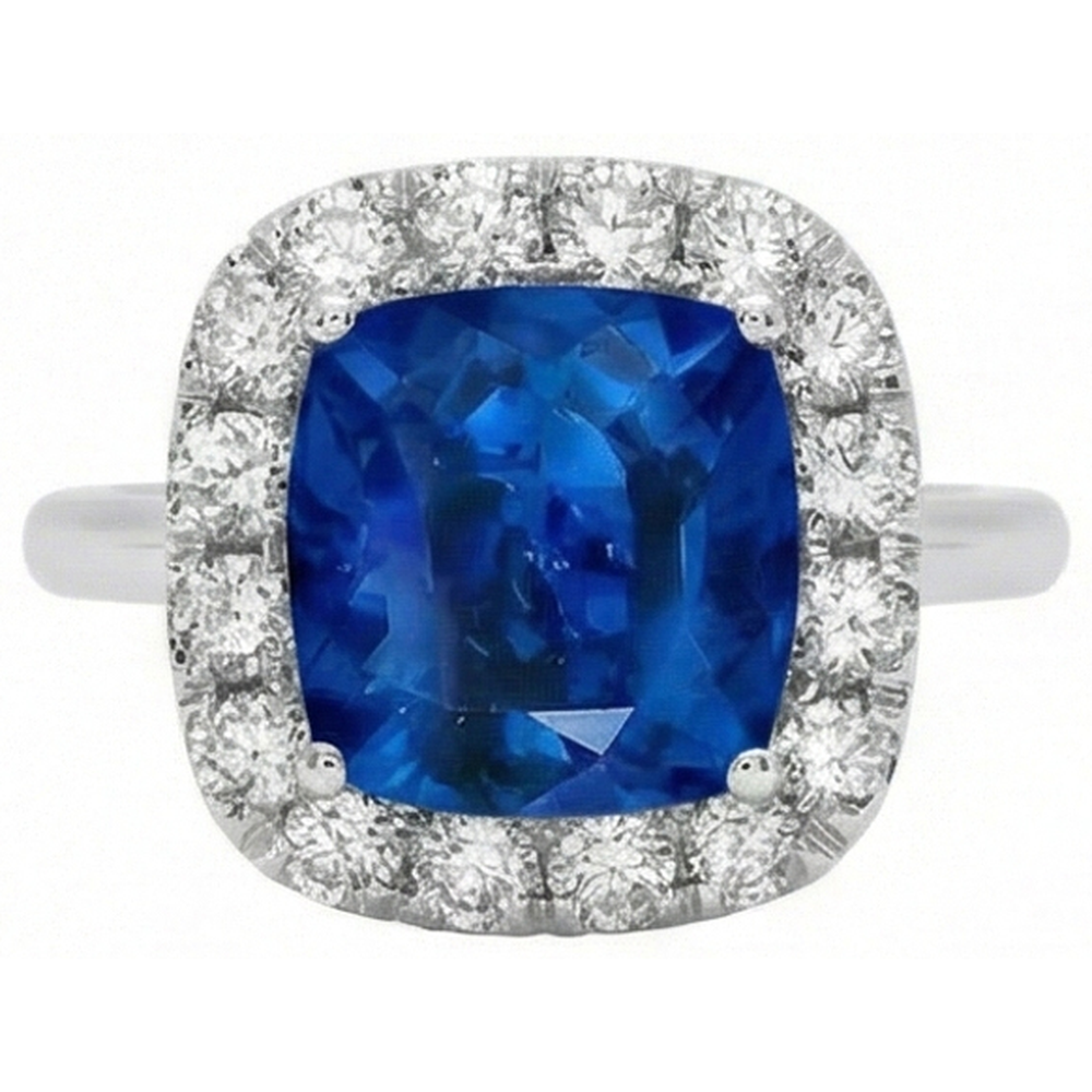 echter round saphir 3.80Karat ring Seitenansicht