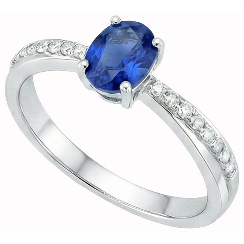 Sri Lanka Saphir Ovalschliff Ring mit runden Diamanten 2.30 Ct