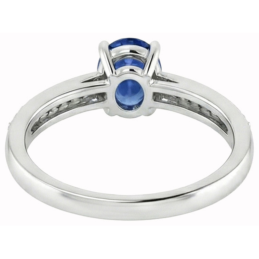 Sri Lanka Saphir Ovalschliff Ring mit runden Diamanten 2.30 Ct