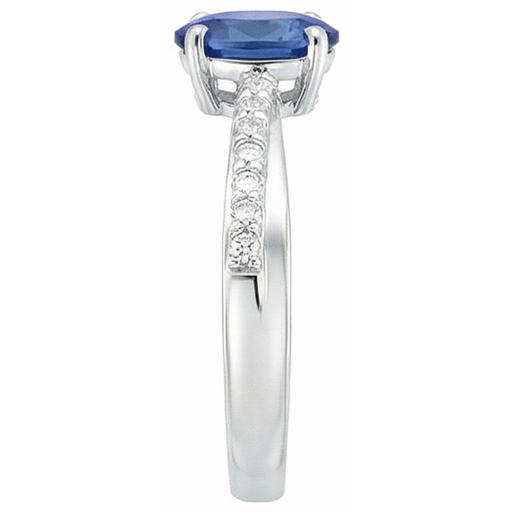 Sri Lanka Saphir Ovalschliff Ring mit runden Diamanten 2.30 Ct