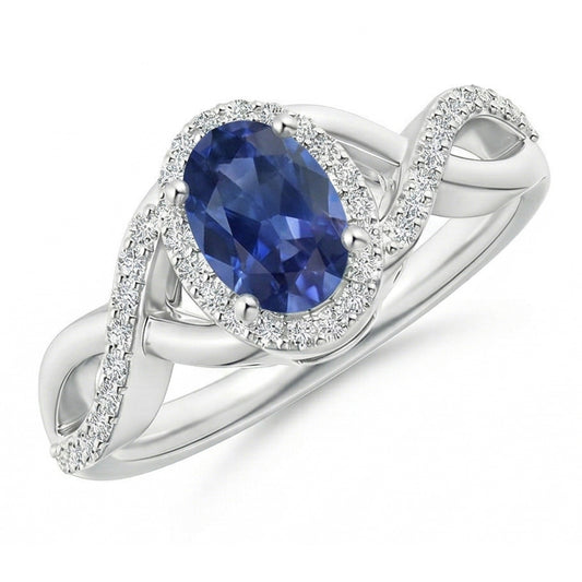 Sri Lanka Saphir Ring Weißgold Runder Natürlicher Diamants ( nicht im Labor gezüchtet )chmuck 1.85 Karat