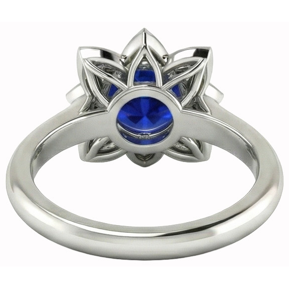 Sri Lanka Saphir & Diamant Ehering 2,50 Karat Weißgold 14K