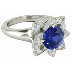 Sri Lanka Saphir & Diamant Ehering 2,50 Karat Weißgold 14K