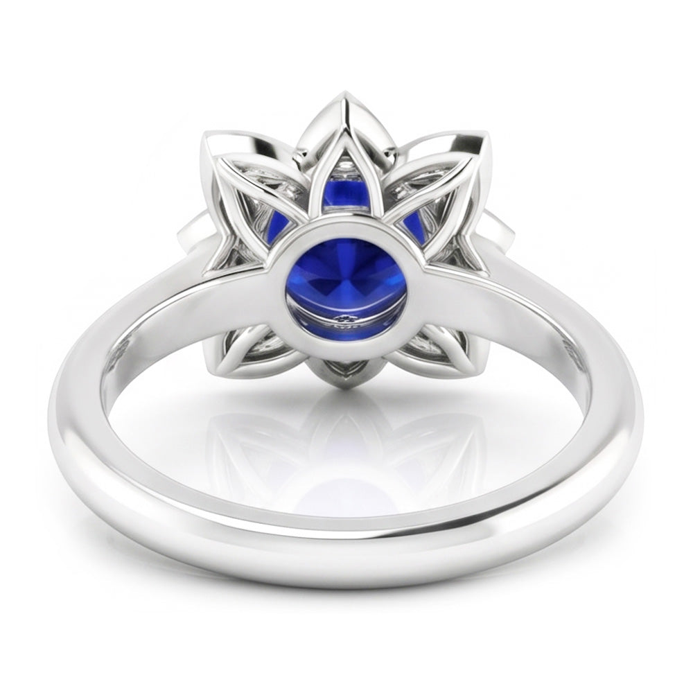 Sri Lanka Saphir & Diamant Ehering 2,50 Karat Weißgold 14K