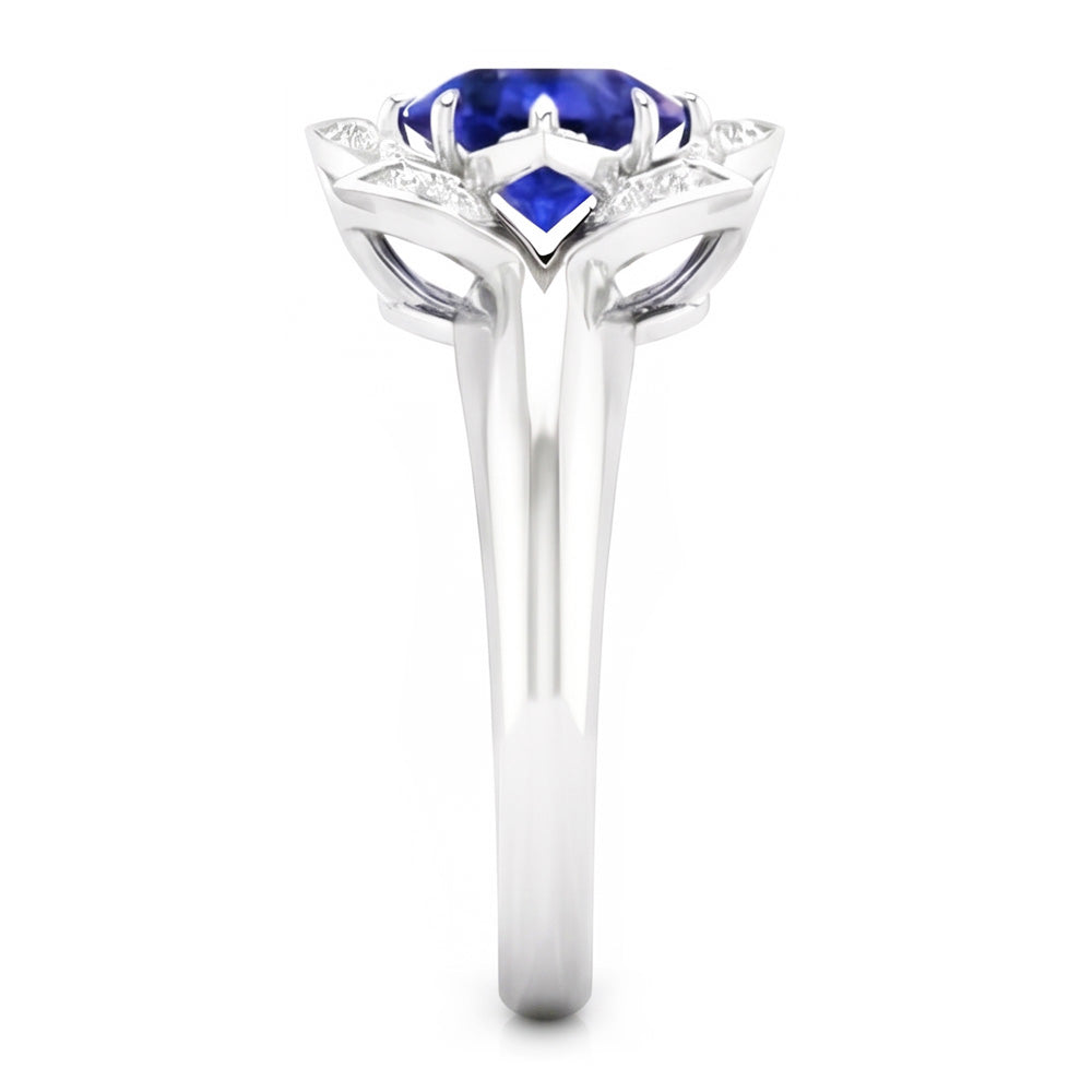 Sri Lanka Saphir & Diamant Ehering 2,50 Karat Weißgold 14K