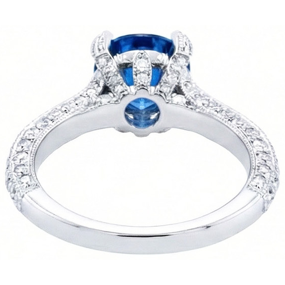 Sri Lanka Saphir mit Diamanten Rundschliff Ring 4.50 Ct