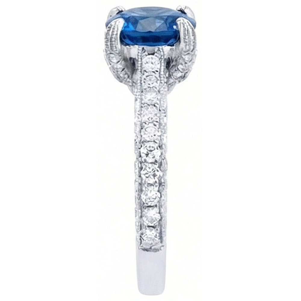 Sri Lanka Saphir mit Diamanten Rundschliff Ring 4.50 Ct