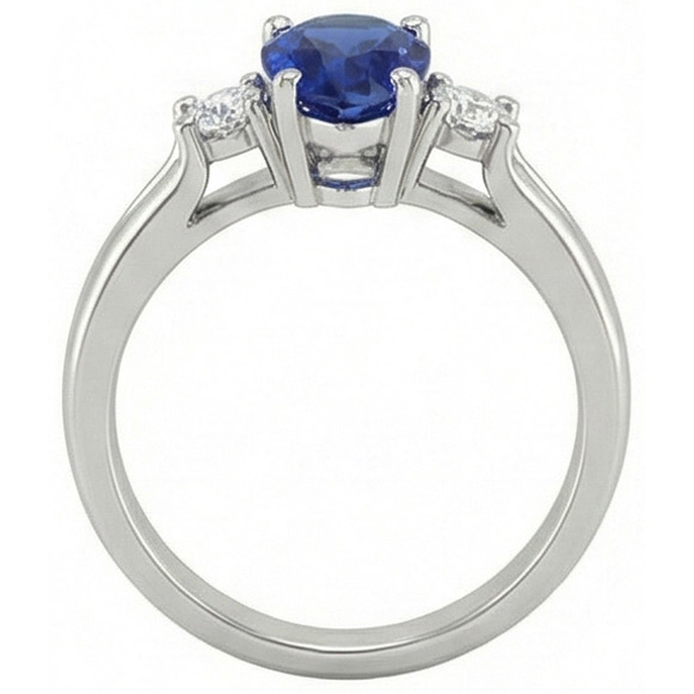 Sri Lanka Saphir und Diamanten 3 Steine Ring 1.70 Karat Gold 14K