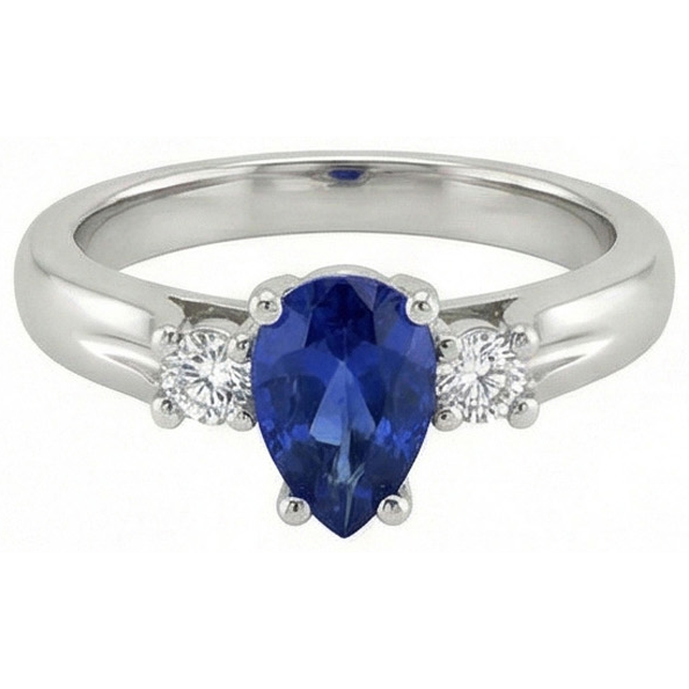 Sri Lanka Saphir und Diamanten 3 Steine Ring 1.70 Karat Gold 14K