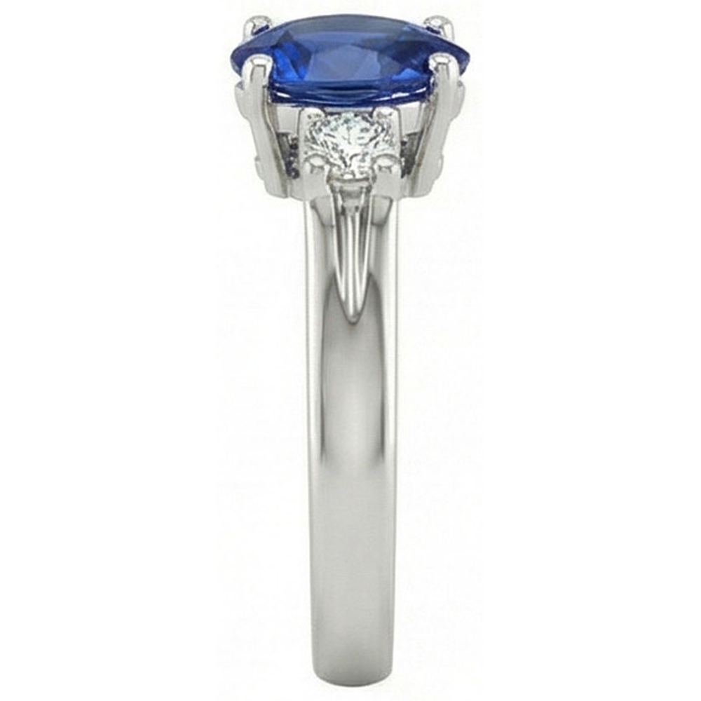 Sri Lanka Saphir und Diamanten 3 Steine Ring 1.70 Karat Gold 14K