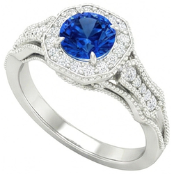 Sri Lankan Saphir Diamanten 2 Karat Jubiläumsring Weißgold 14K Neu