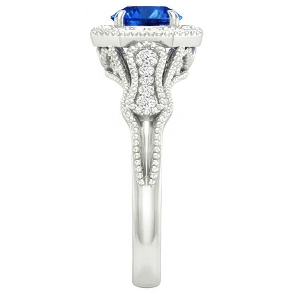 Sri Lankan Saphir Diamanten 2 Karat Jubiläumsring Weißgold 14K Neu