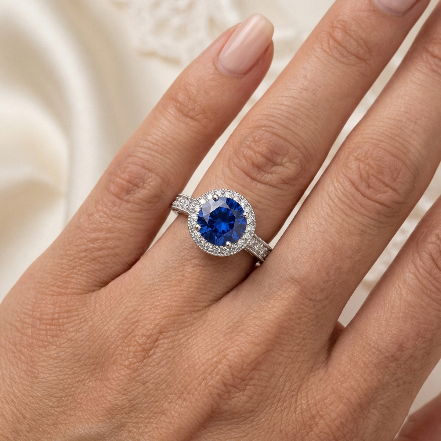 echter round diamant 3.05Karat ring Profilansicht