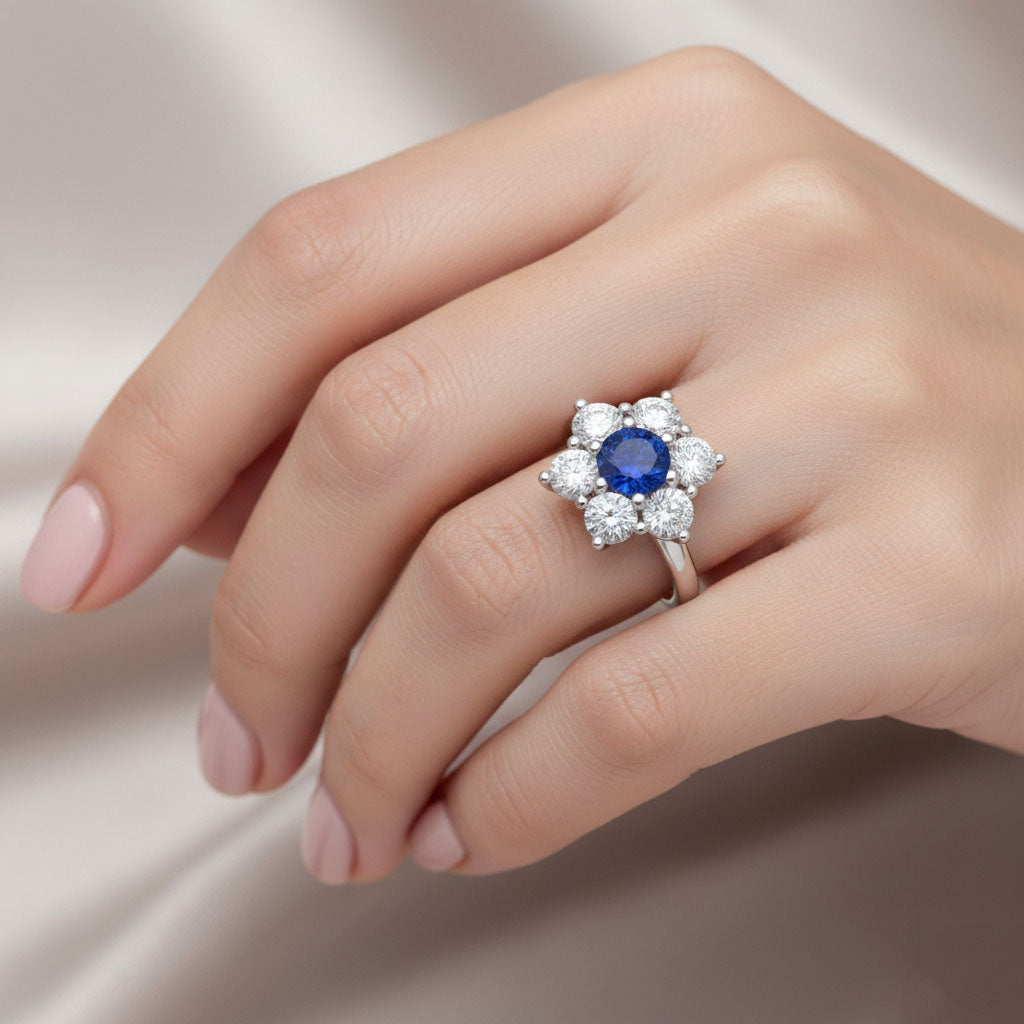 echter round diamant 4Karat ring Dreiviertelansicht