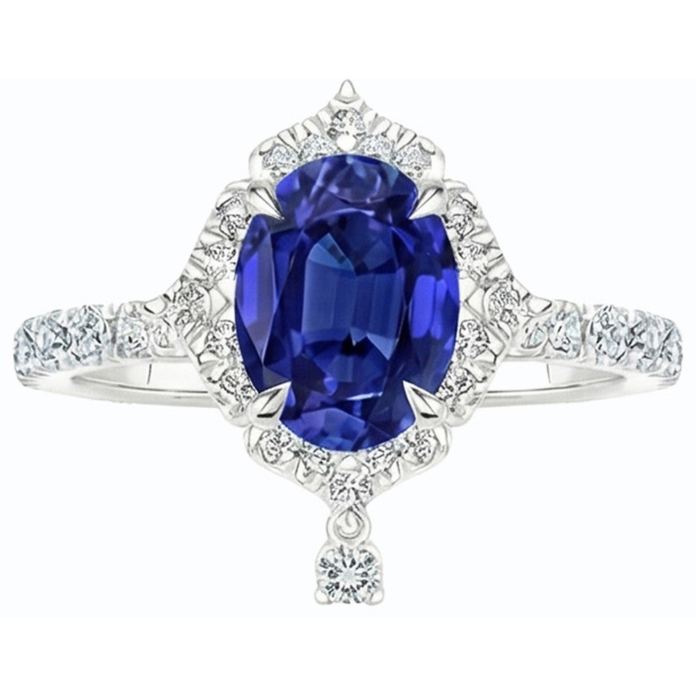 echter oval diamant 6Karat ring Draufsicht