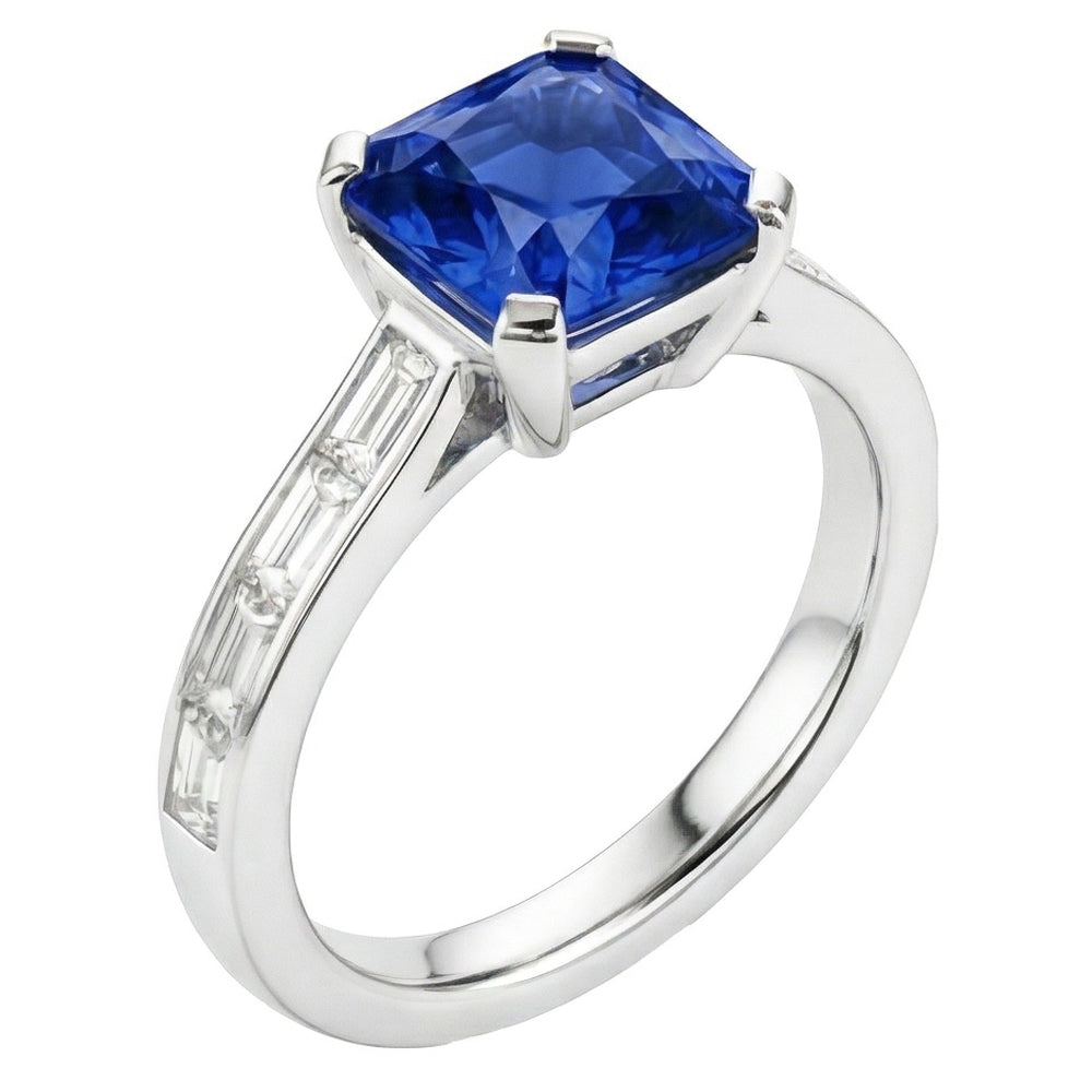 echter asscher diamant 2Karat ring Vorderansicht