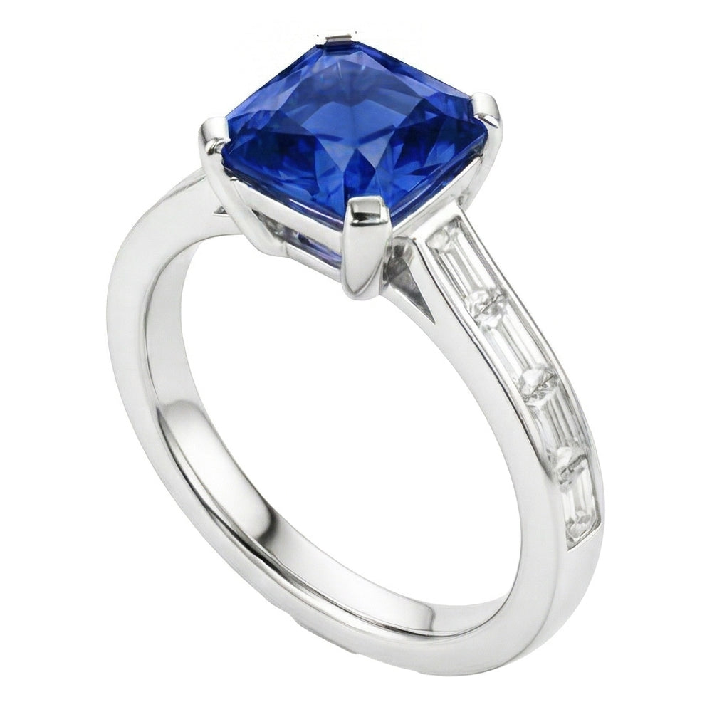 echter asscher diamant 2Karat ring Seitenansicht