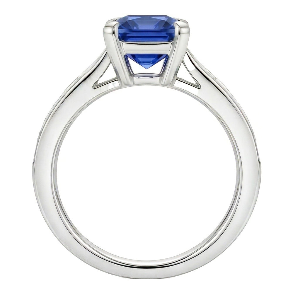 echter asscher diamant 2Karat ring Profilansicht