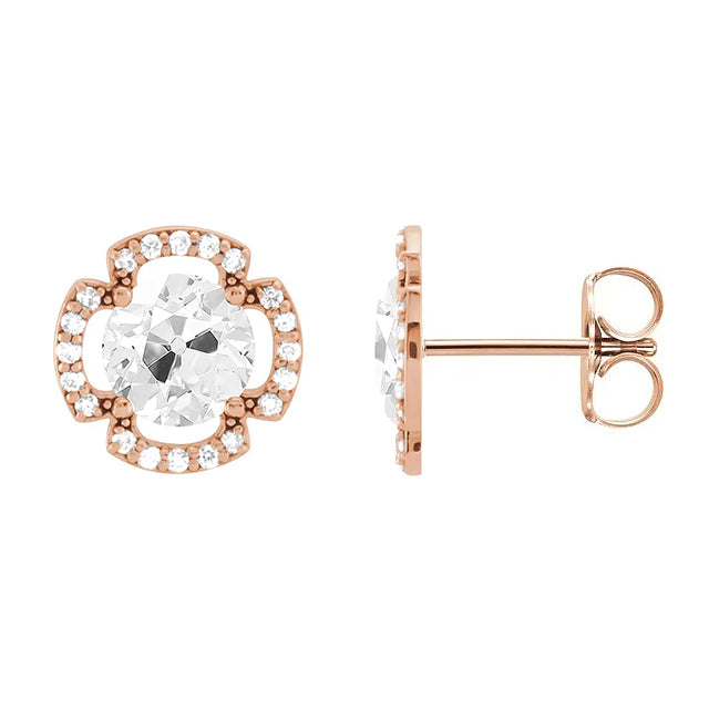 Echter Diamant Ohrringe 5,50 Karat 14K Roségold – Frontansicht