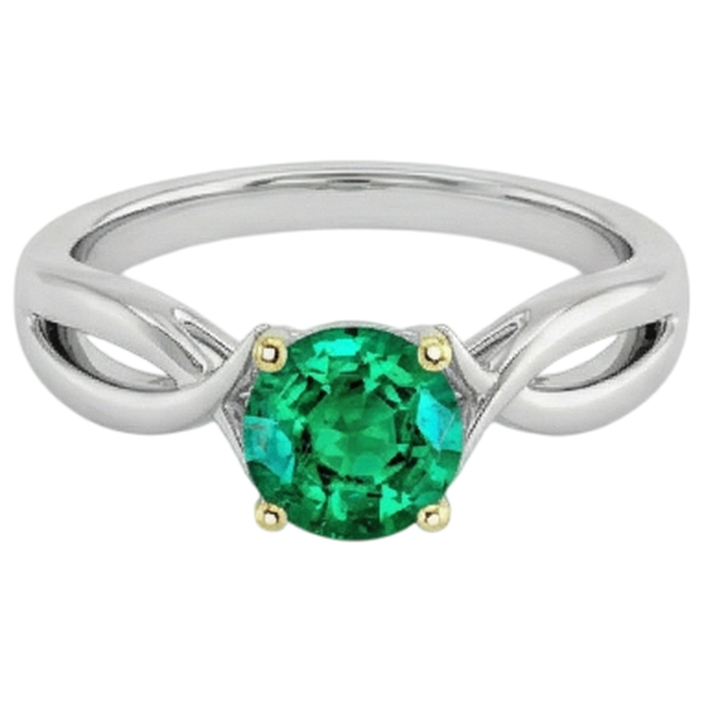 Erdgewonnener Smaragd Schmuckstein-Ring 2 Karat Bicolor 14K Gold – Seitenansicht