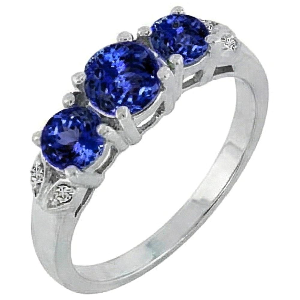 Tansanit AAA runder Diamant 2,75 Karat Ring Edelsteinschmuck