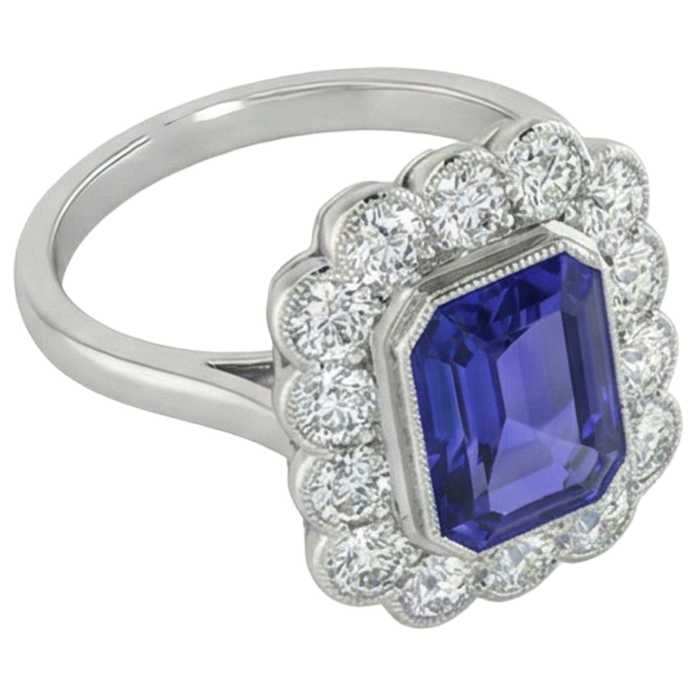 echter round tansanit 6.75Karat ring Seitenansicht