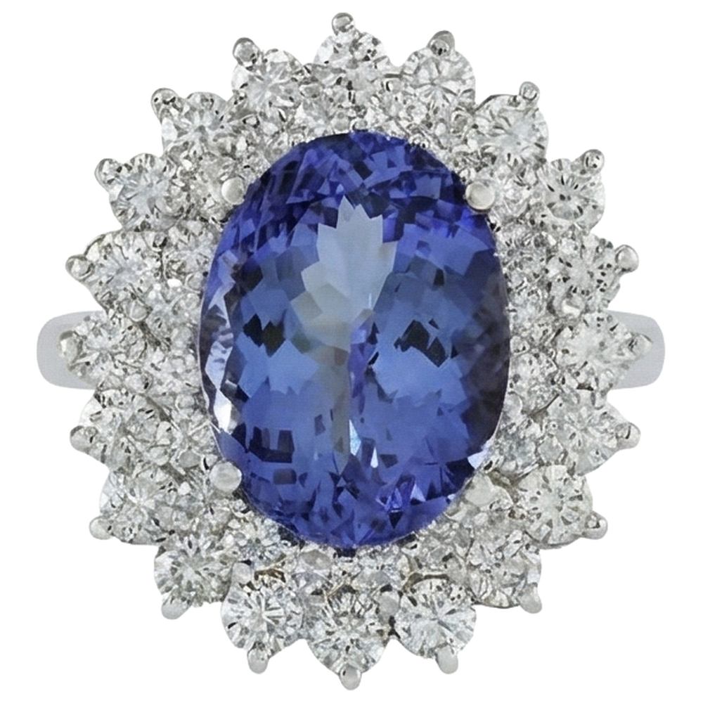 echter oval tansanit 6.75Karat ring Seitenansicht