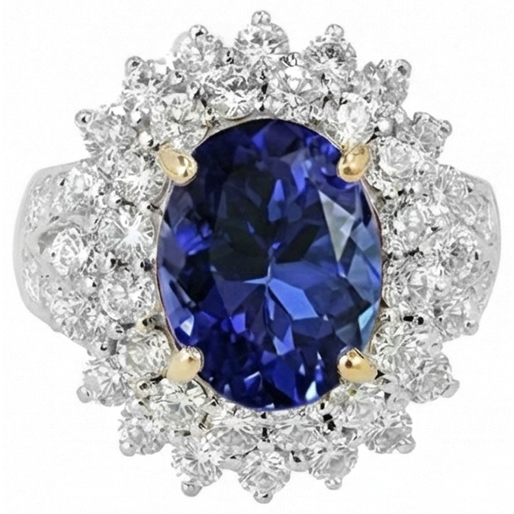 echter oval diamant 14.00Karat ring Seitenansicht