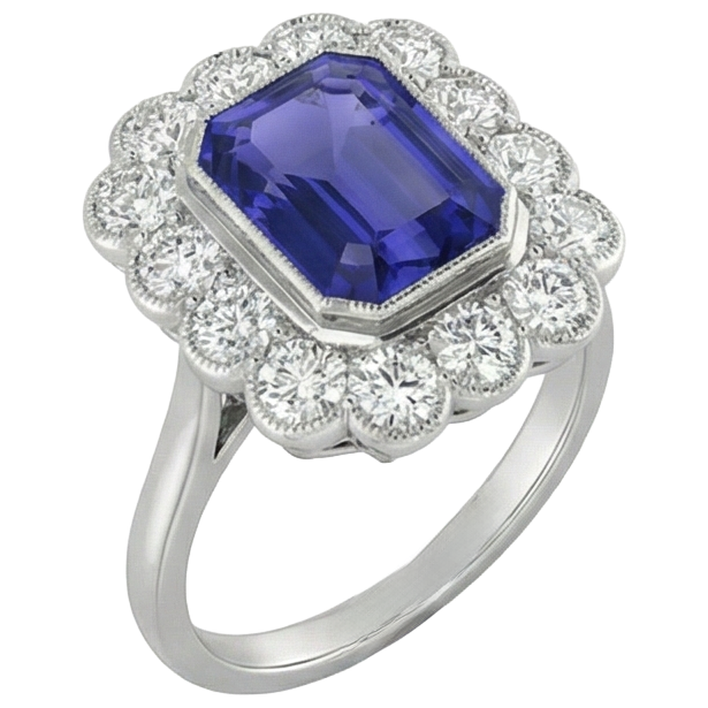 echter round tansanit 6.75Karat ring Detailansicht